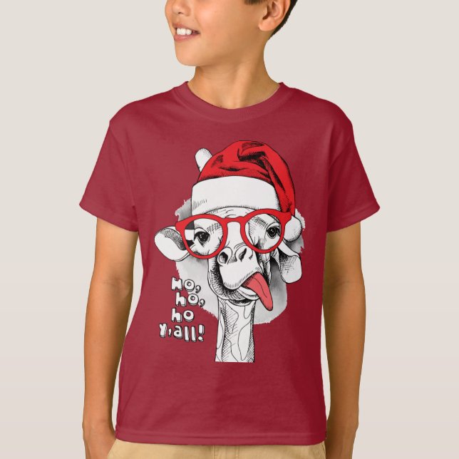 Camiseta Ho Ho Y’all Giraffe Boys T-Shirt (Anverso)