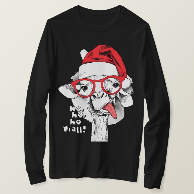 Camiseta Ho Ho Y’all Giraffe Long Sleeve (Anverso del diseño)