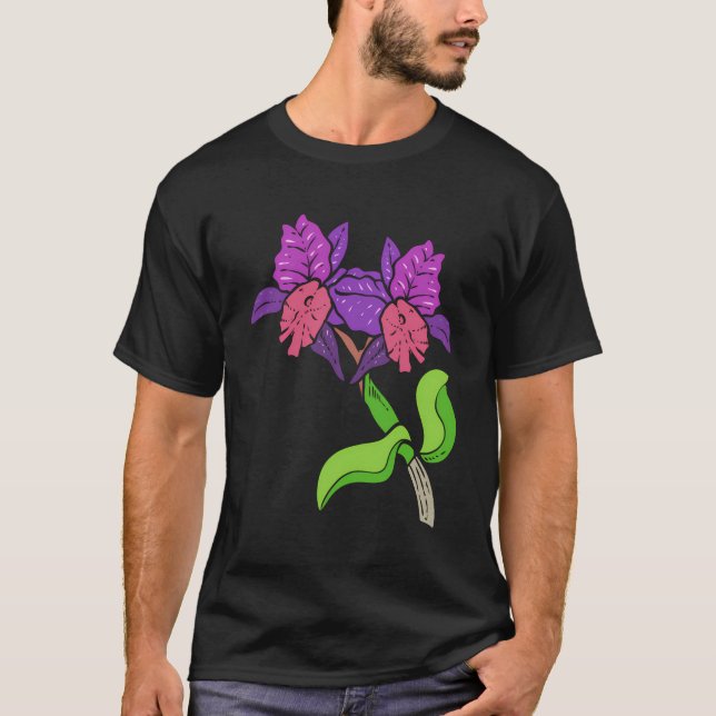 Camiseta Hoarder de planta de orquídeas moradas (Anverso)