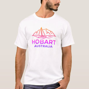 Camiseta Hobart Australia Minimalista Velero & Montaña