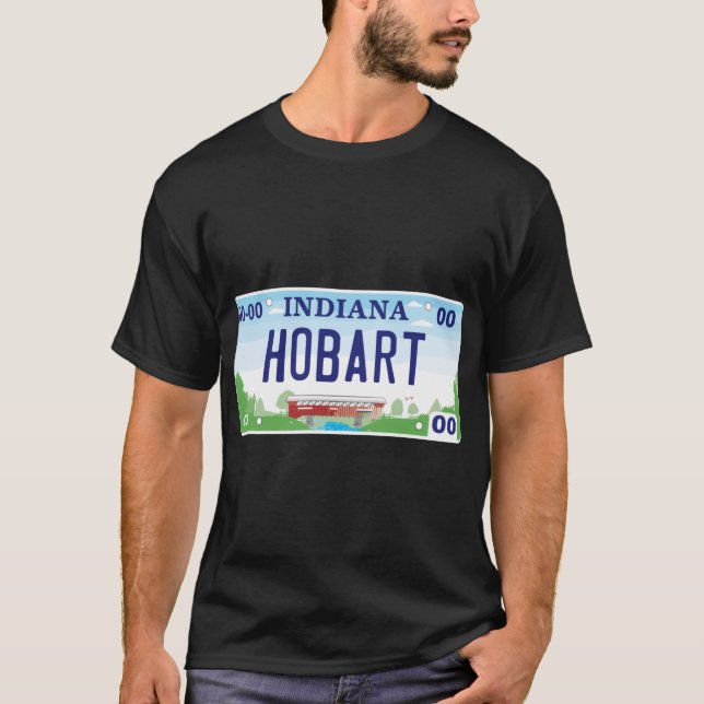 Camiseta Hobart Indiana License Plate (Anverso)