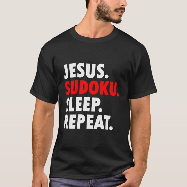 Camiseta Hobby de repetición de Novedad de Jesús Sudoku Sle (Anverso)