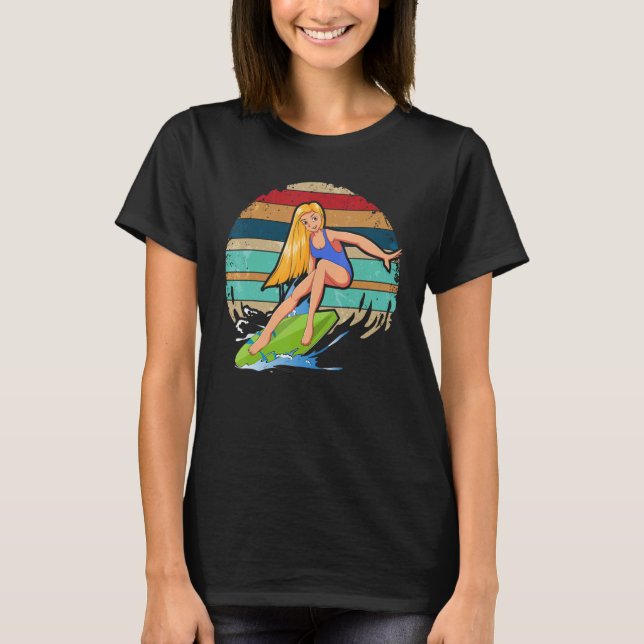 Camiseta Hobby Retro Surfer Ocean Surf Water Sport Surfing  (Anverso)