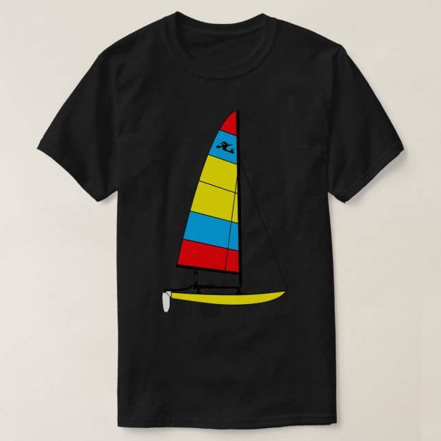 Camiseta Hobie 14 Amarillo del velero del catamarán (Diseño del anverso)