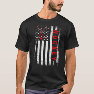 Camiseta Hock de hielo patriótico de hockey sobre bandera e