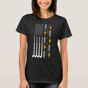 Camiseta Hockey Amor Bandera Ee.Uu. Bandera El Corazón Golp