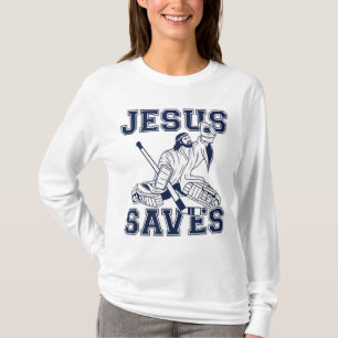 Camiseta Hockey divertidos - Jesús salva - Goalie