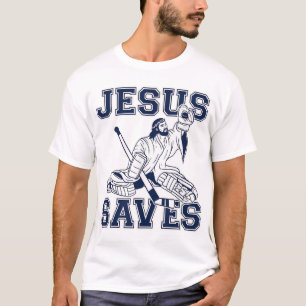 Camiseta Hockey divertidos - Jesús salva - Goalie