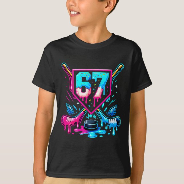 Camiseta Hockey Drip 6 7 Number 67 Six Seven Meme Men Boys  (Anverso)