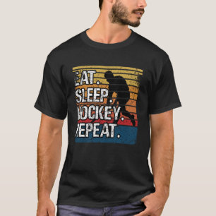Camiseta Hockey Eat Sleep Hockey Repetir retro Vintage 70