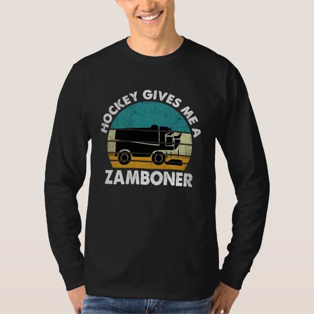 Camiseta Hockey Gives Me A Zamboner Funny Hockey Retro Vint (Anverso)