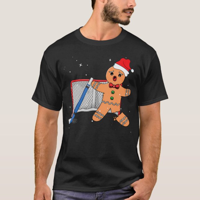 Camiseta Hockey Goalie Gingerbread Goalkeeper Funny Christm (Anverso)