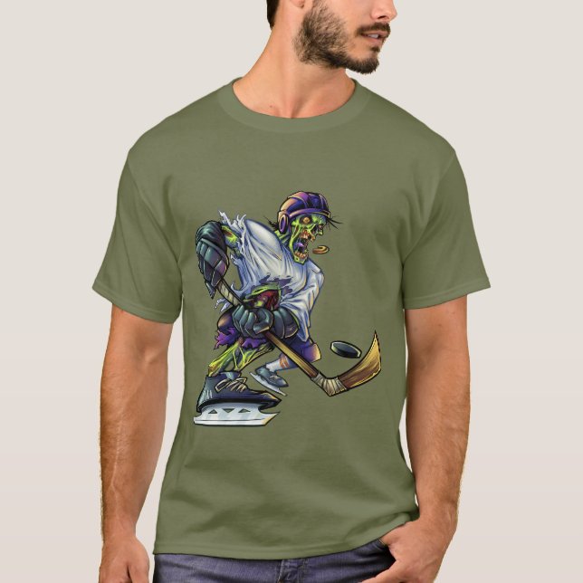 Camiseta Hockey Halloween Zombie Funny Men's (Anverso)
