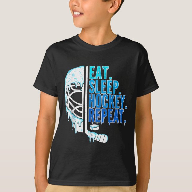 Camiseta Hockey Ice Cream Drip Eat Sleep Hockey Repeat Boys (Anverso)