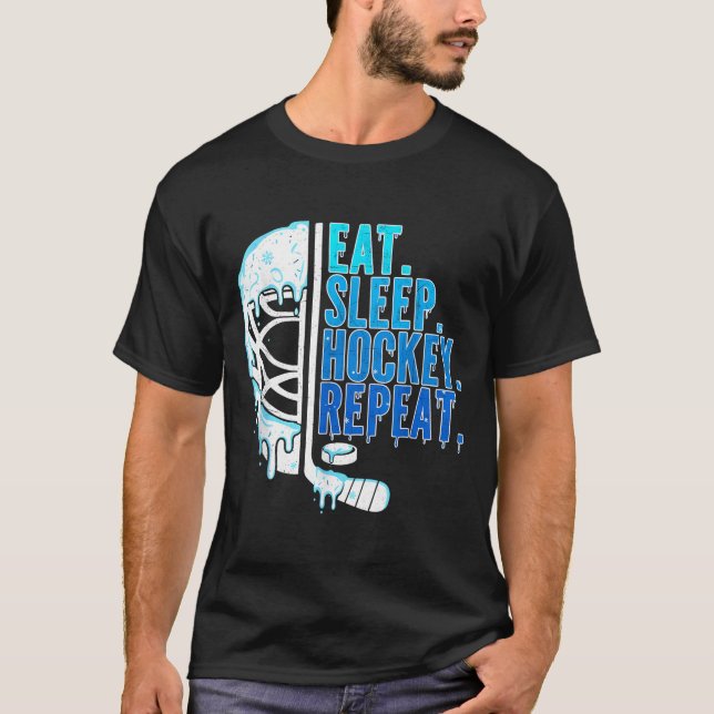 Camiseta Hockey Ice Cream Drip Eat Sleep Hockey Repeat Boys (Anverso)