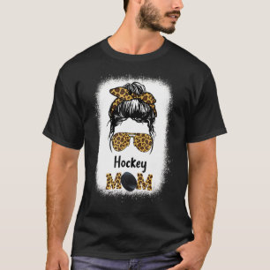 Camiseta Hockey Mamá blanqueada Leopardo Deporte Bun Hair S
