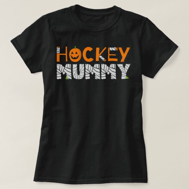 Camiseta Hockey Mamá Halloween Hockey Hockey Hockey Mummy C (Diseño del anverso)