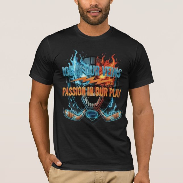 Camiseta Hockey Passion: Ice & Fire Skull Graphic (Anverso)
