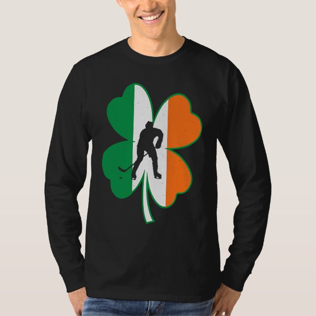 Camiseta Hockey Player Lucky Shamrock Ireland Flag St Patri (Anverso)