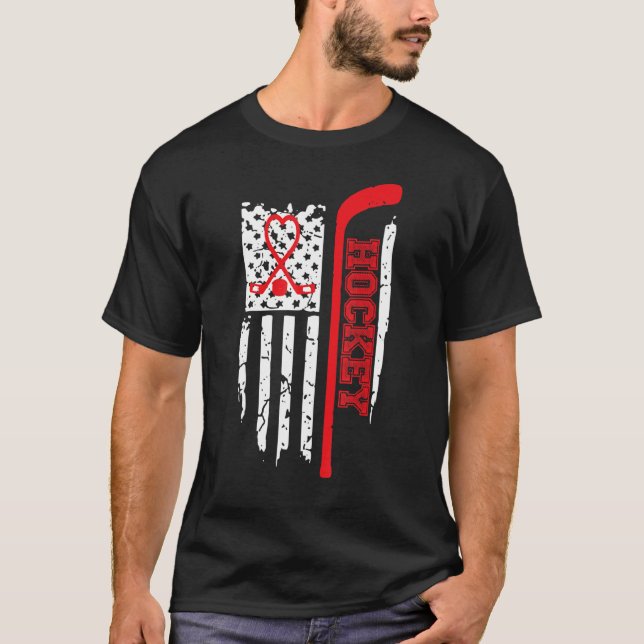 Camiseta Hockey sobre bandera estadounidense usa patriotism (Anverso)