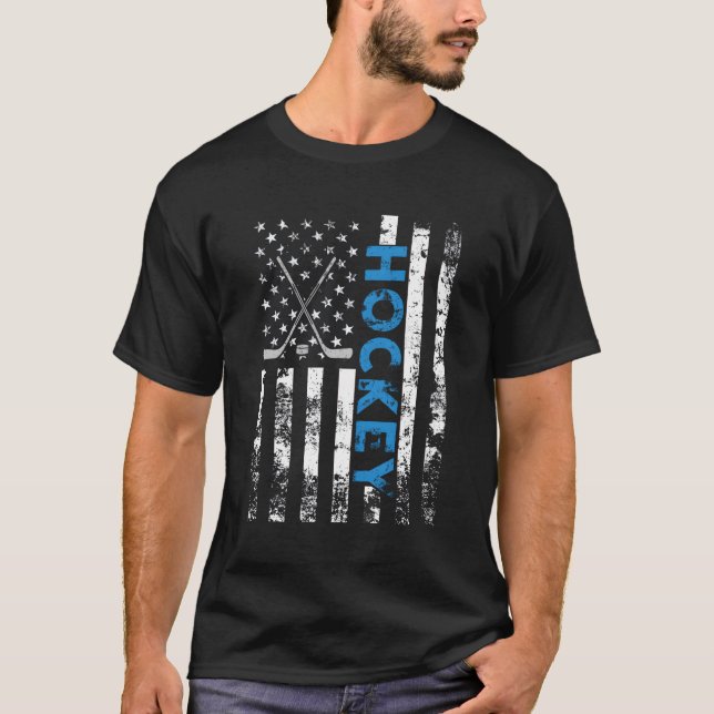Camiseta Hockey sobre bandera norteamericana Estados Unidos (Anverso)