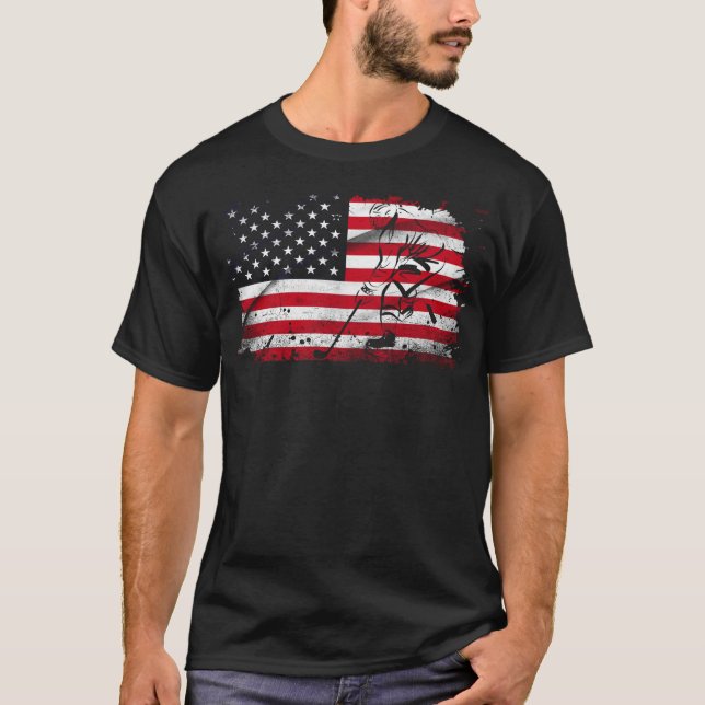 Camiseta Hockey sobre bandera norteamericana Estados Unidos (Anverso)