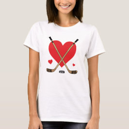 Camiseta Hockey sobre corazón de amor afecta a mujeres