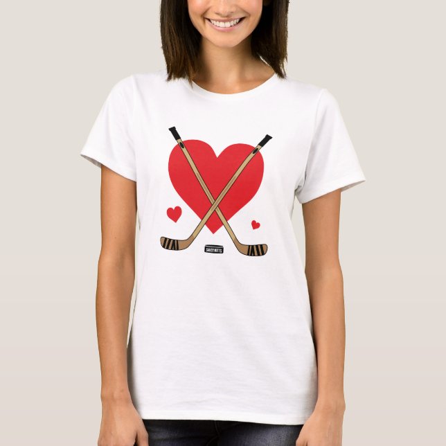 Camiseta Hockey sobre corazón de amor afecta a mujeres (Anverso)