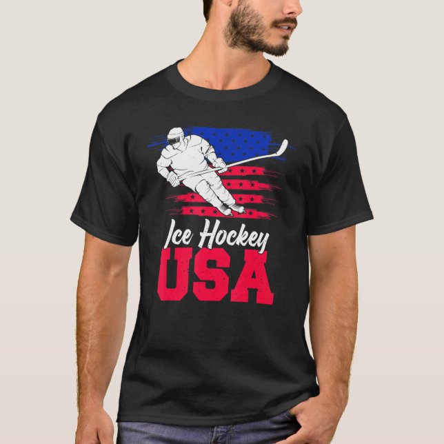Camiseta Hockey sobre hielo Bandera Americana Bandera de Es (Anverso)