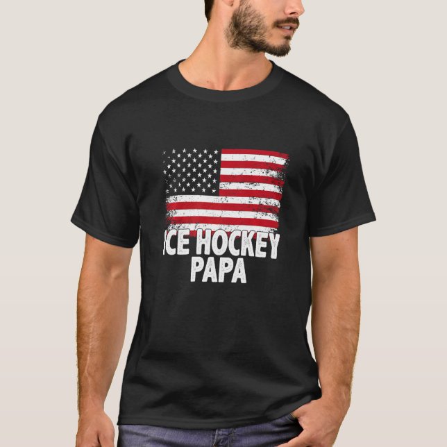 Camiseta Hockey sobre hielo Papa americano bandera estadoun (Anverso)
