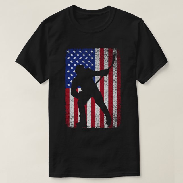 Camiseta Hockey sobre hielo patriótico 4 de julio Bandera e (Diseño del anverso)