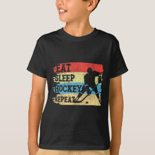 Camiseta Hockey sobre Hielo Vintage Retro Come Duerme Hocke