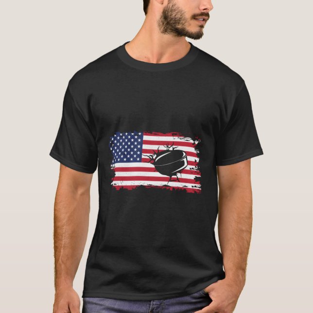 Camiseta Hockey sobre la bandera estadounidense (Anverso)