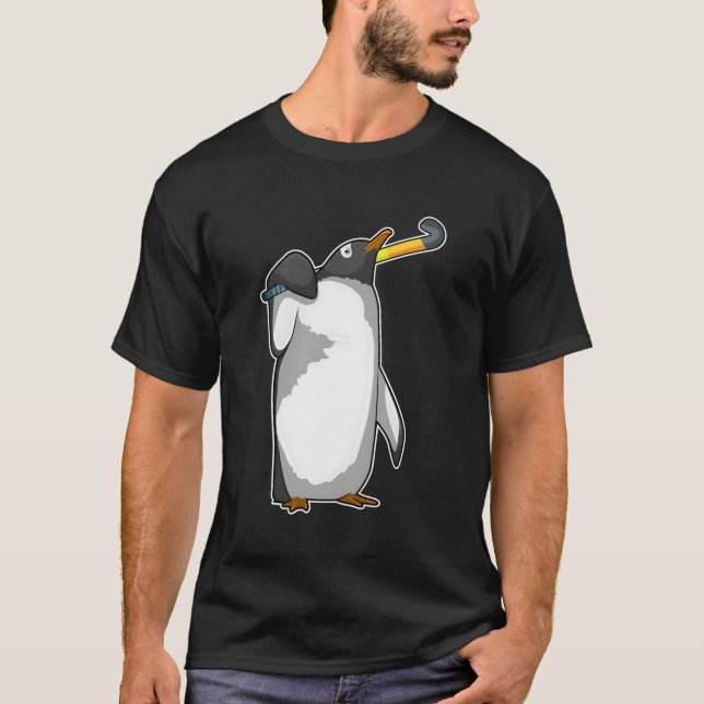 Camiseta Hockey sobre pingüino Hockey Stick Deportes (Anverso)