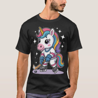 Camiseta Hockey Unicorn Hockey Sobre Hielo Lindo Divertido 
