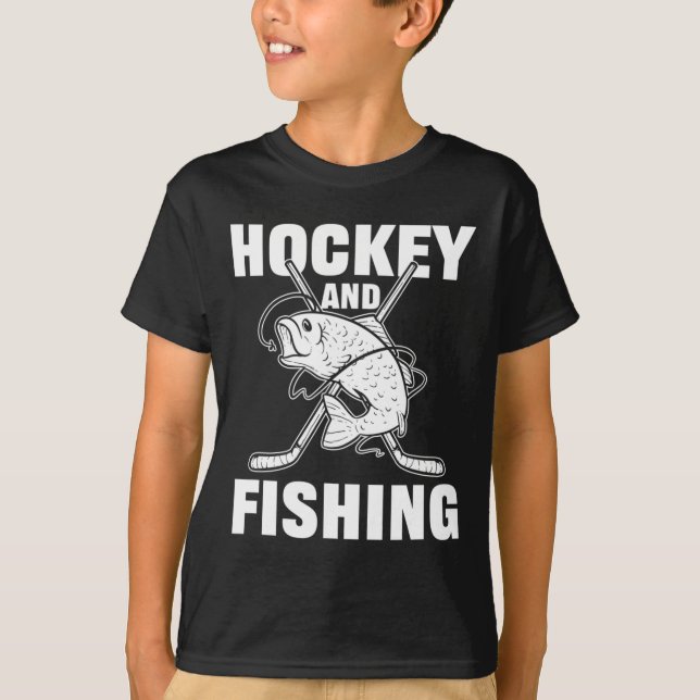 Camiseta Hockey Y Pesca Caza De Peces De Hockey Sobre Hielo (Anverso)