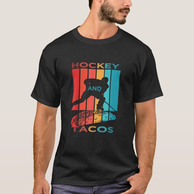 Camiseta Hockey Y Tacos Vintage Retro Novedad (Anverso)