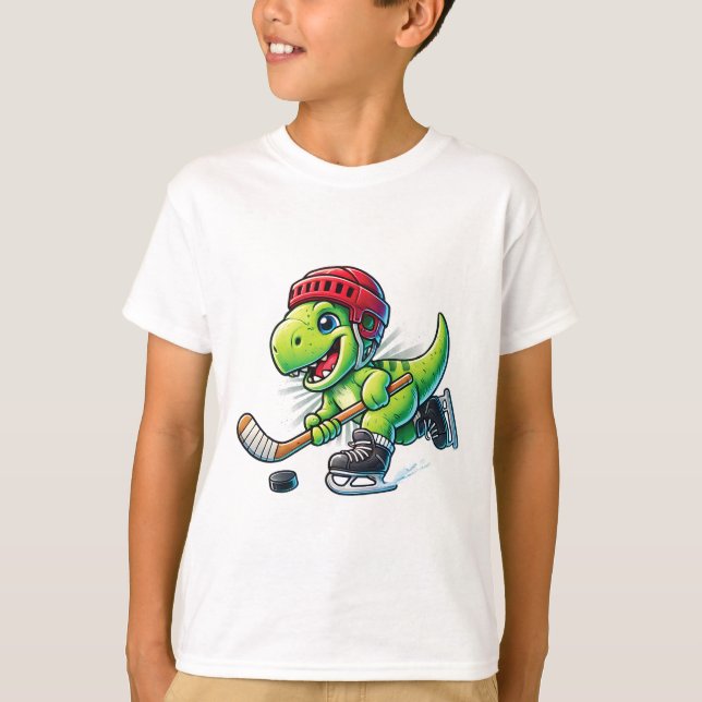 Camiseta Hockeysaurus Dinosaur Ice Hockey Trex Kids Boys Ic (Anverso)