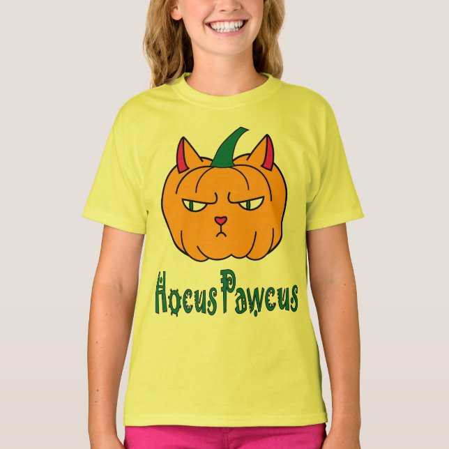 Camiseta Hocucus pawcus Halloween calabaza ginger cat magia (Anverso)