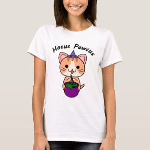 Camiseta Hocus Pawcus - Gato Ginger Tabby - Escritura negra