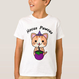 Camiseta Hocus Pawcus - Gato Ginger Tabby - Escritura negra