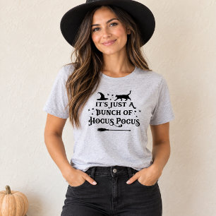 Camiseta Hocus Pocus Gato Negro Bruja Gris Mujer Halloween