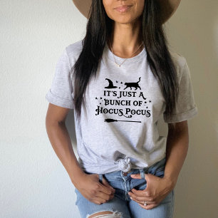 Camiseta Hocus Pocus Gato Negro Bruja Gris Mujer Halloween