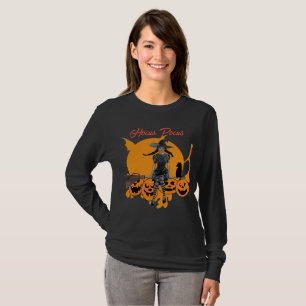 Camiseta Hocus Pocus Halloween Gato Bruja Jack O Lantern Di