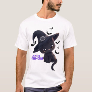 Camiseta Hocus Purr-cus Gato Negro Lindo Arte de Halloween