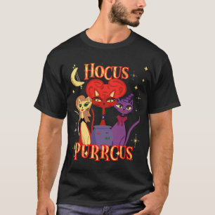 Camiseta Hocus Purrcus Bruja Gatos Moderno de Mitad de Sigl