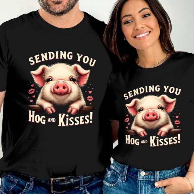 Camiseta Hog and Kisses Valentines adoran a los cerdos y le (Subido por el creador)
