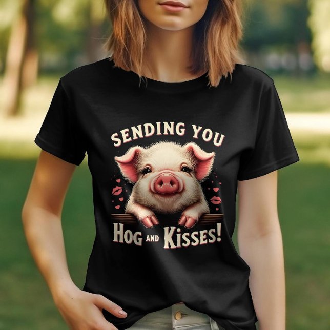Camiseta Hog and Kisses Valentines adoran a los cerdos y le (Subido por el creador)