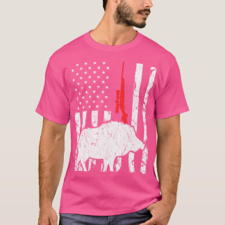 Camiseta Hog Hundiendo Bandera Estadounidense Rifle Patriót