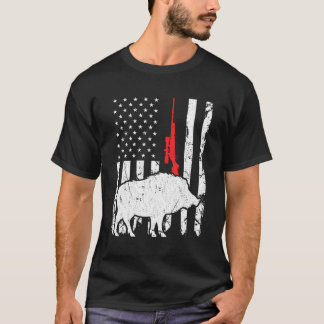 Camiseta Hog Hundiendo Bandera Estadounidense Rifle Patriót